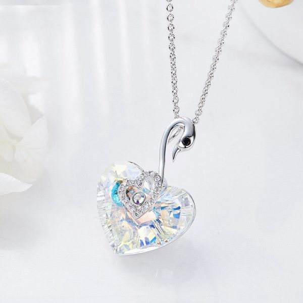 Crystal Swan Heart Necklace Online Sale - Image 4