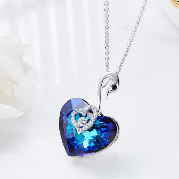 Crystal Swan Heart Necklace Online Sale - Image 3