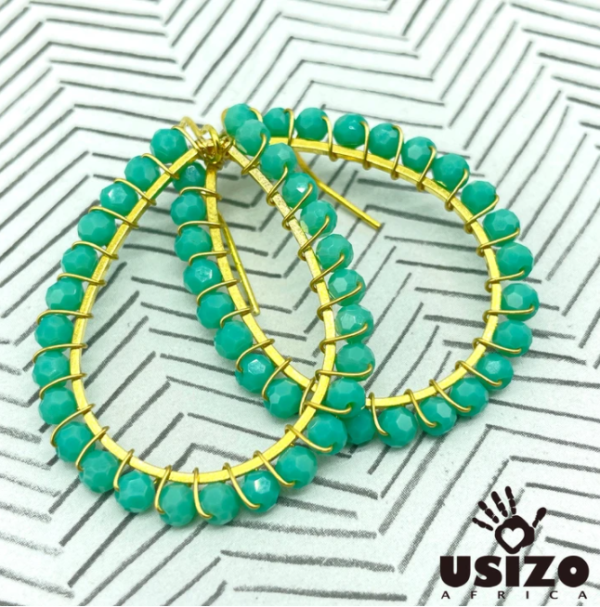 Designer Zulu Beaded Eco Drop Earrings with Gold Fittings For Discount