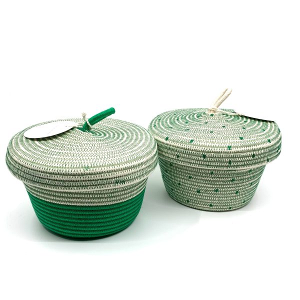 Greenery Lidded Basket For Discount - Image 2