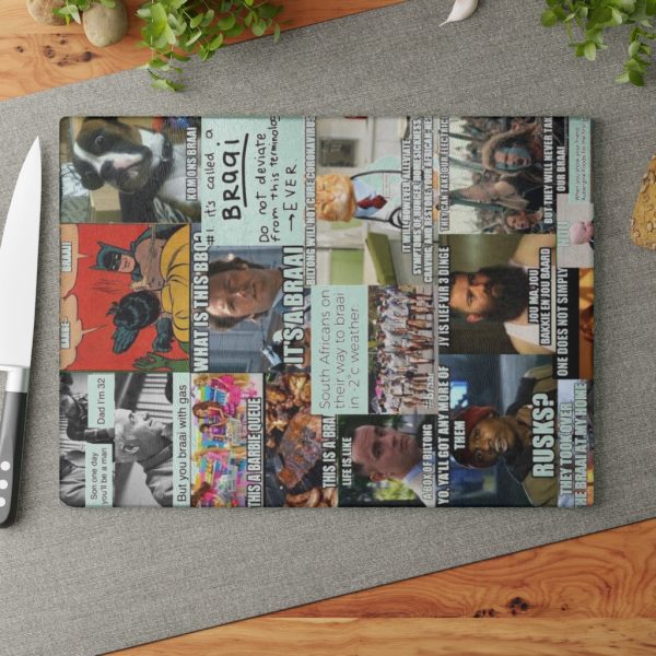 South African Memes Glass Cutting Board For Sale - Image 5