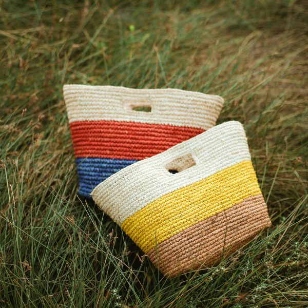 Sayan Raffia Tote Bag, in Yellow & Beige Online Sale - Image 3