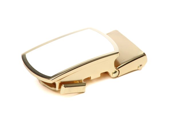 1.25  White Onyx Buckle in Gold with a Curve For Sale