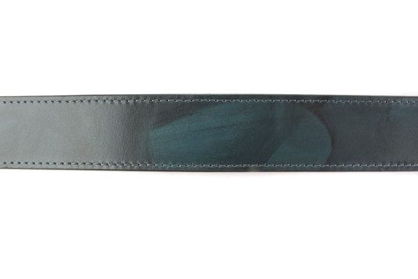 1.25  Blackened Blue Marbled Buffalo Leather Strap For Cheap - Image 5